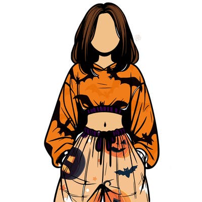 realistic girl faceless with baggy pants and a crop top