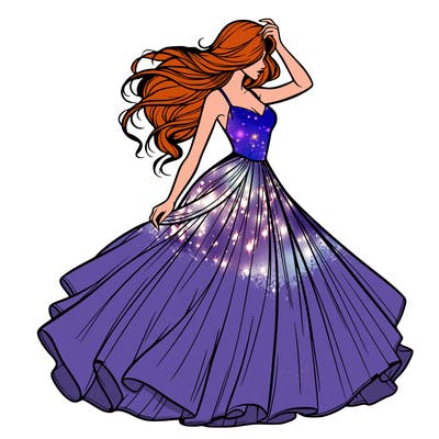 realistic woman with dress flowing in the wind