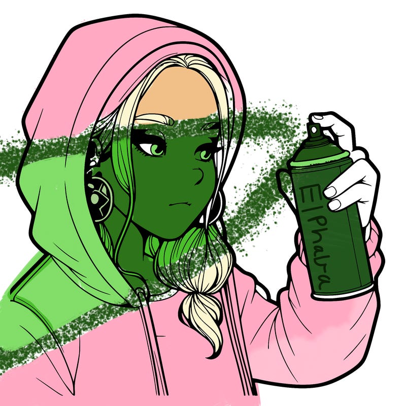 a realistic girl, spray painting