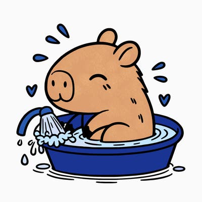 capybara taking a bath