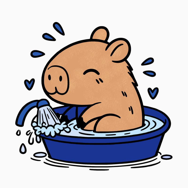 capybara taking a bath