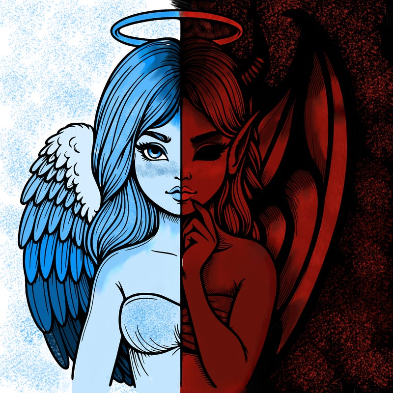 realistic angel half demon