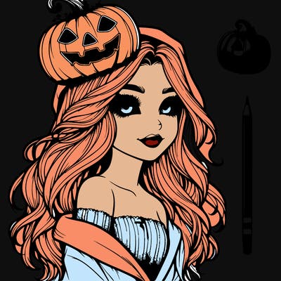 realistic  girl with  a halloween themed look