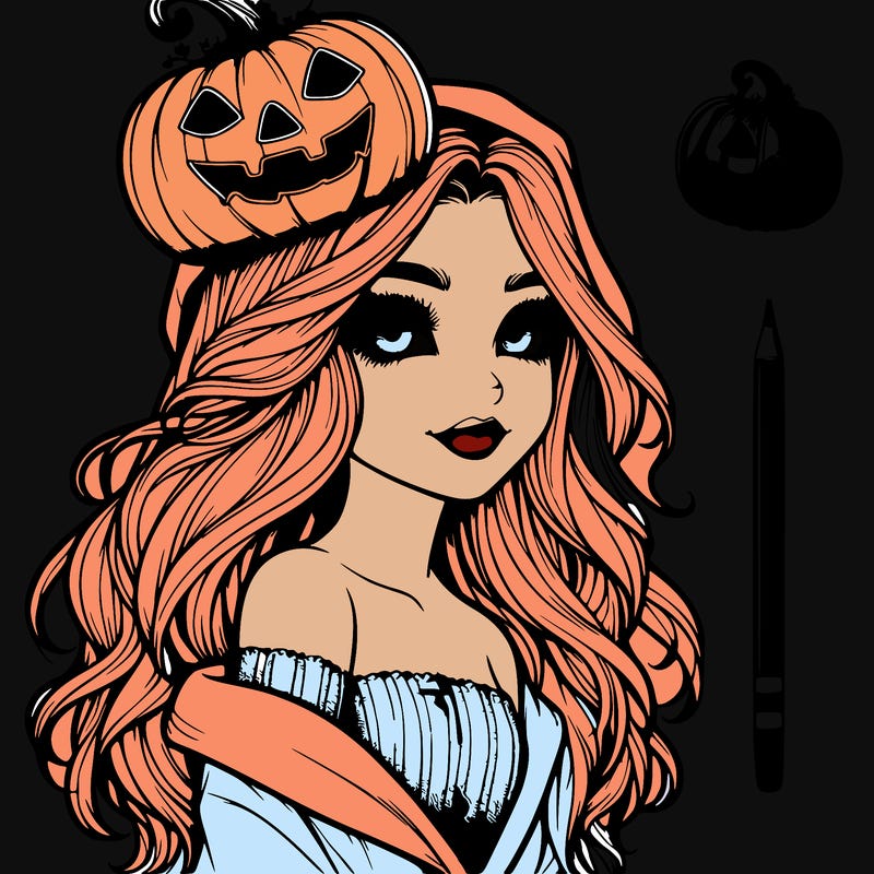 realistic  girl with  a halloween themed look