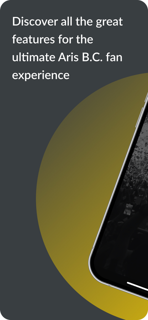 ARIS BC - ARIS BC fan experience app promotional screen highlighting team features