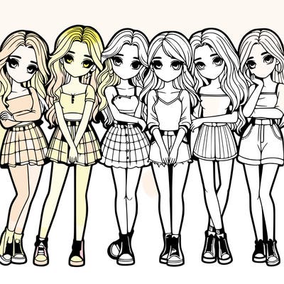 a group of girls realistic