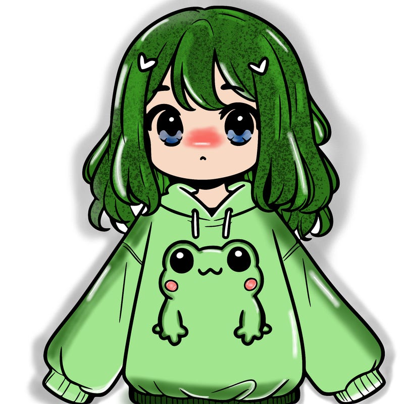 girl wearing frogging sweatshirt