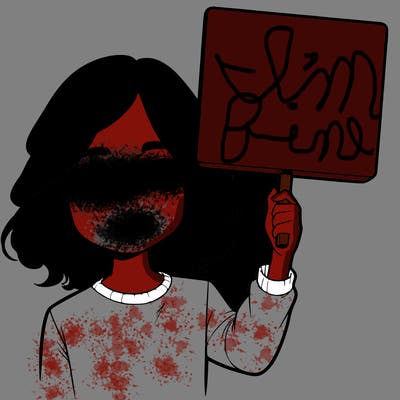 realistic girl holding up a sign