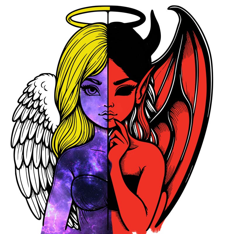 realistic angel half demon
