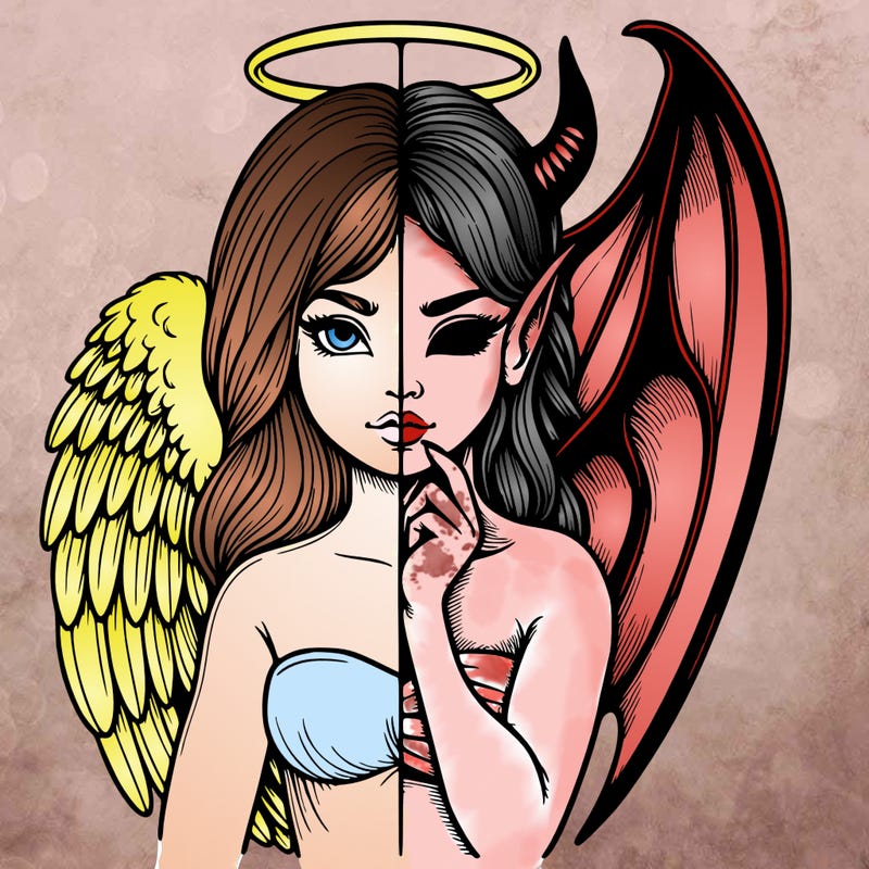 realistic angel half demon