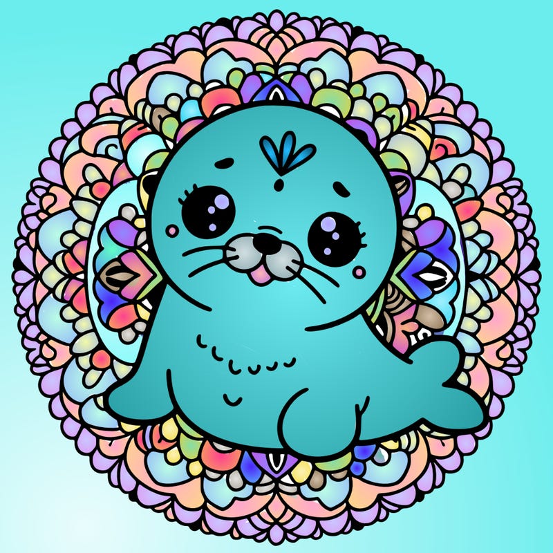 a cute baby seal mandala