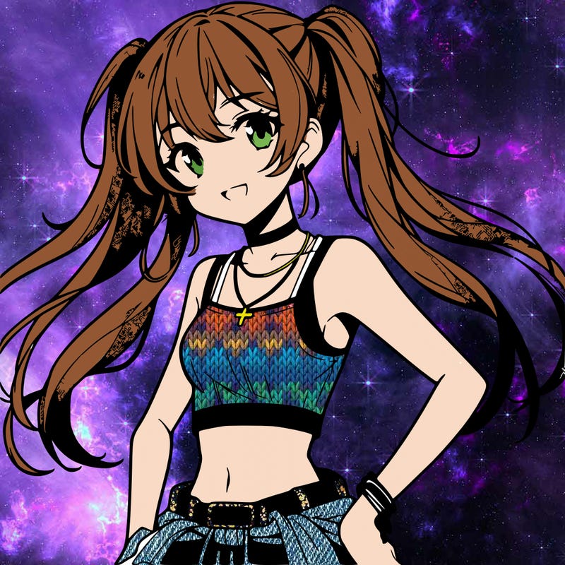 anime girl wearing crop top
