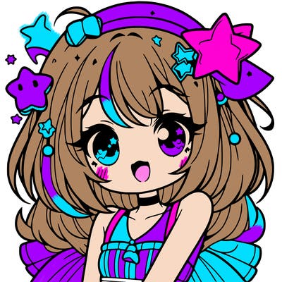 cute anime girl with star accessories