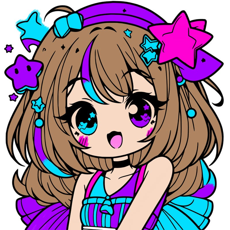 cute anime girl with star accessories