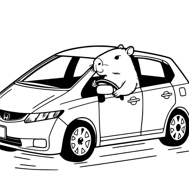capybara driving in the 2007 honda civic