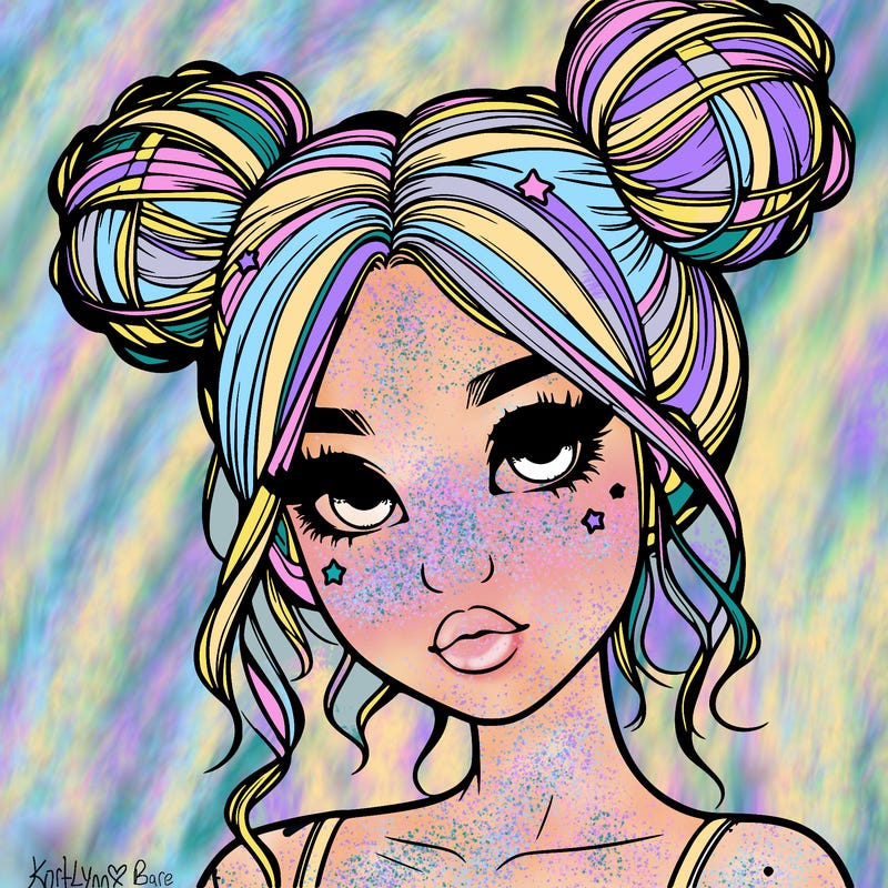 realistic girl with space buns