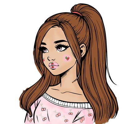 realistic girl with a high ponytail