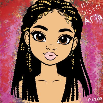 a realistic black girl with braids