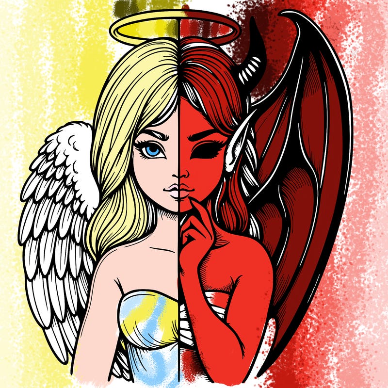 realistic angel half demon