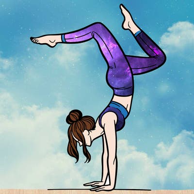 a woman doing a handstand