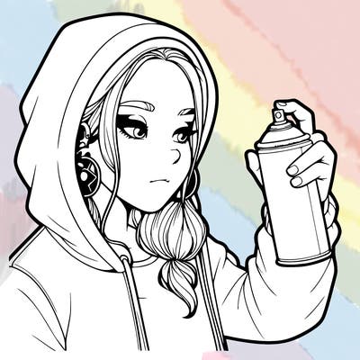 a realistic girl, spray painting