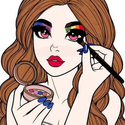 realistic girl doing makeup