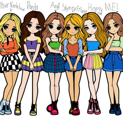 a group of girls realistic