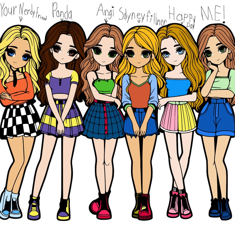 a group of girls realistic