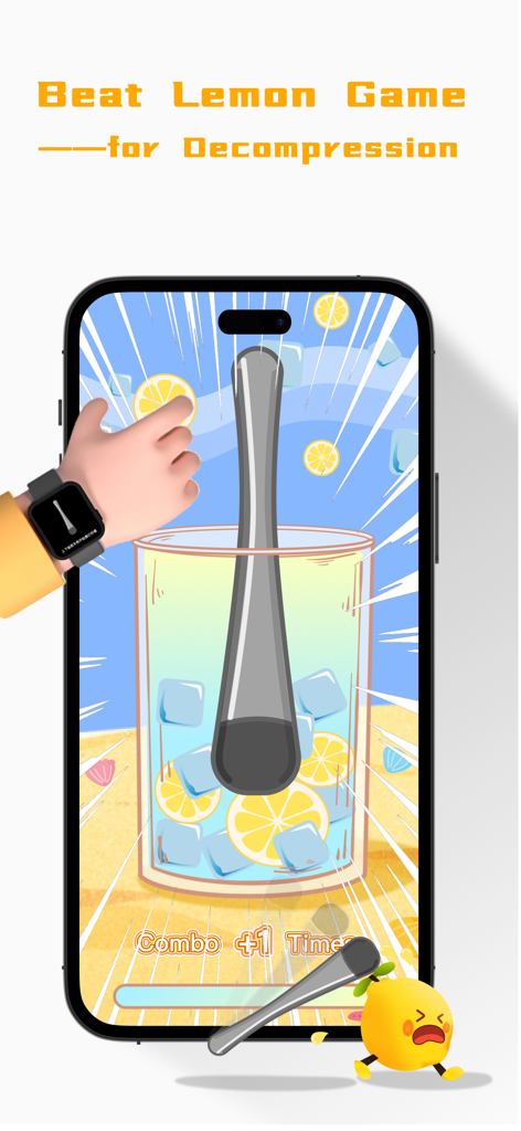 A person playing the Beat Lemon decompression mini game on the LemonHRV mobile app to reduce stress.