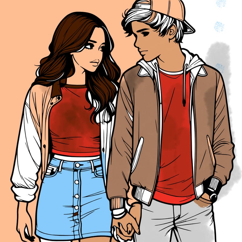 realistic teen couple holing hands
