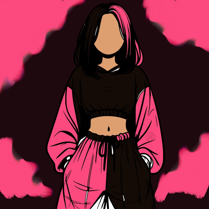 realistic girl faceless with baggy pants and a crop top