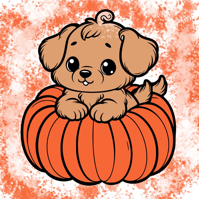 cute little puppy in a pumpkin