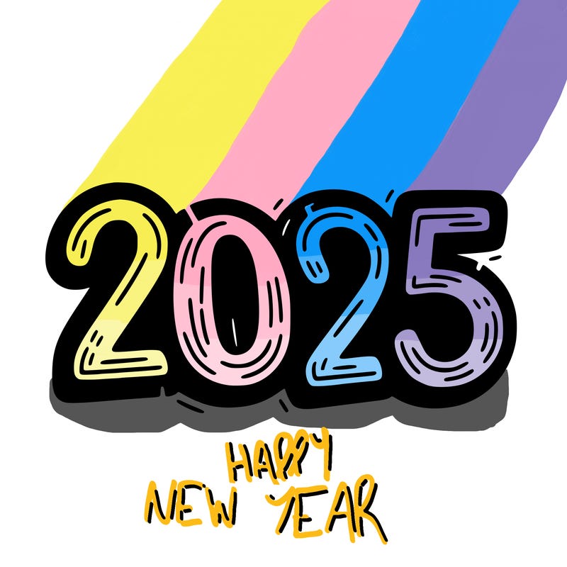 one line scrawled numbers sketch design “2025”