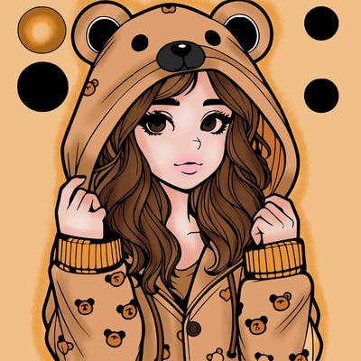 realistic girl in a animal pjs hoodie