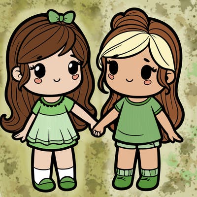 a girl and girl holding hands