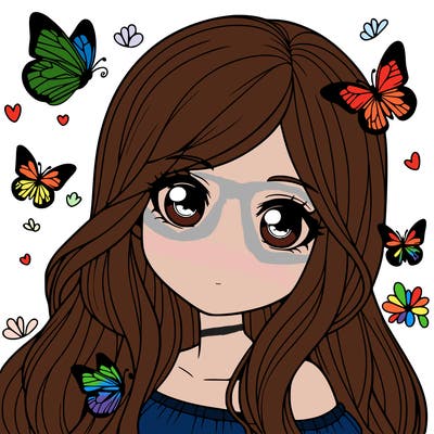 realistic girl with butterflies around her