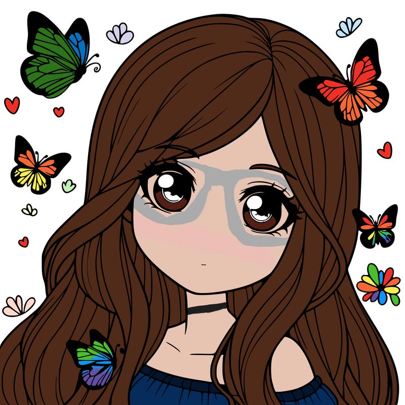 realistic girl with butterflies around her