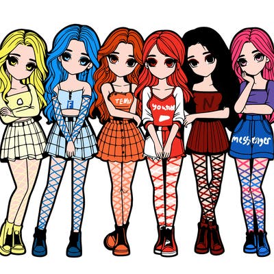 a group of girls realistic