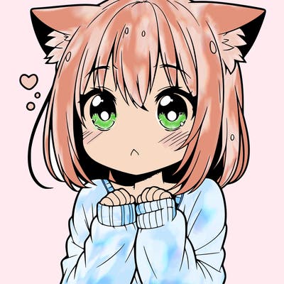 shy anime catgirl
