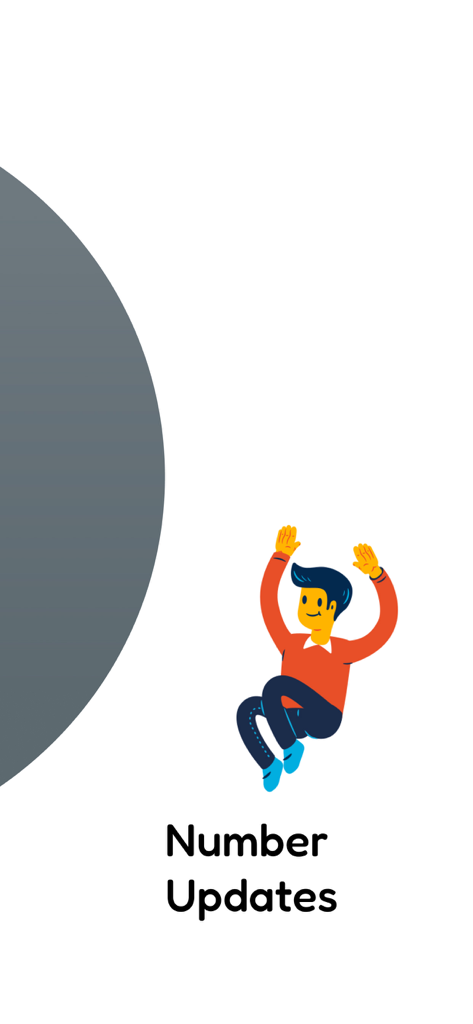 An illustration of a man jumping above the text Number Updates