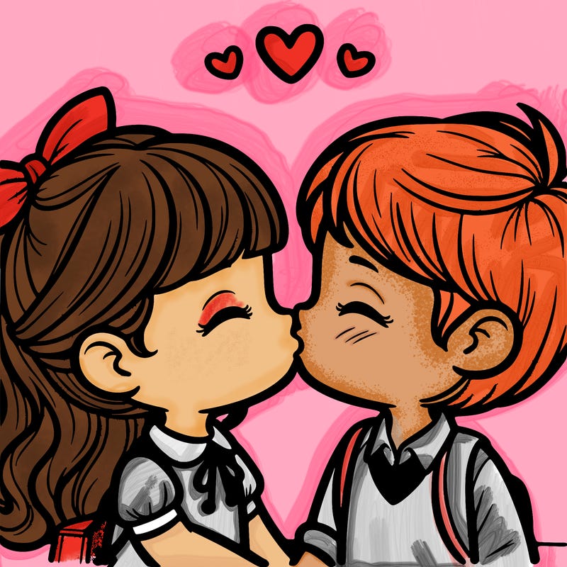 boy and girl kissing