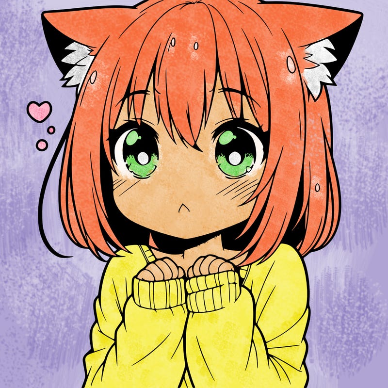 shy anime catgirl
