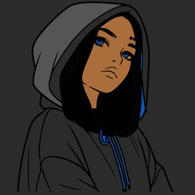 a realistic girl in a hoodie