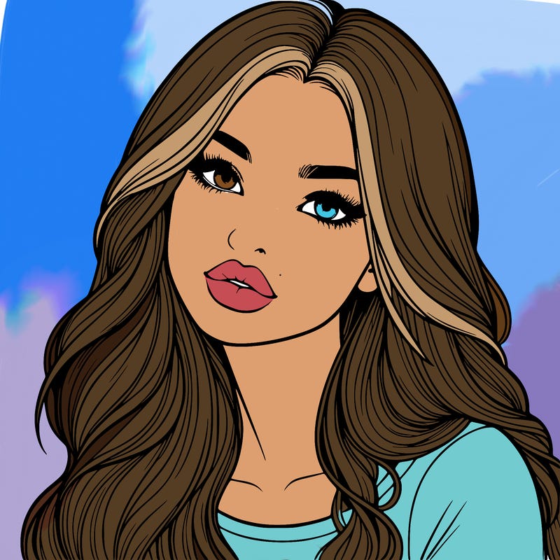 realistic girl with hair on her hair and lips