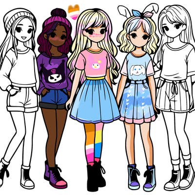 a group of five girls