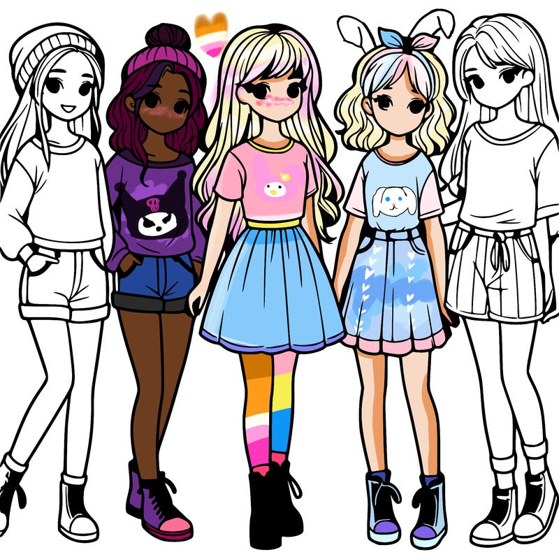 a group of five girls