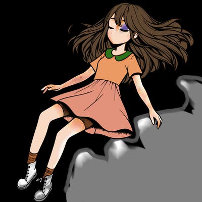 realistic girl floating