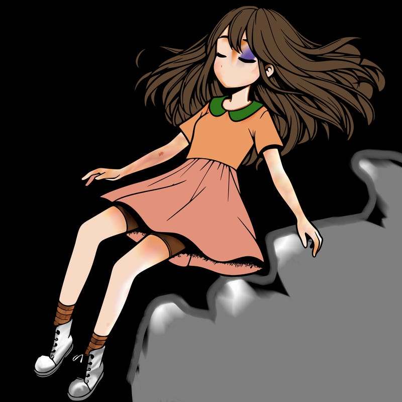 realistic girl floating