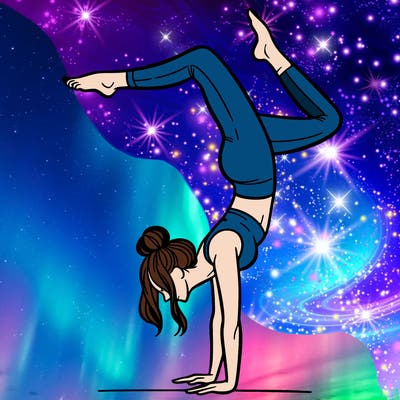 a woman doing a handstand