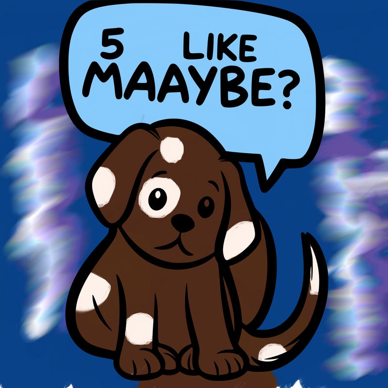 a puppy that says 5 like maybe